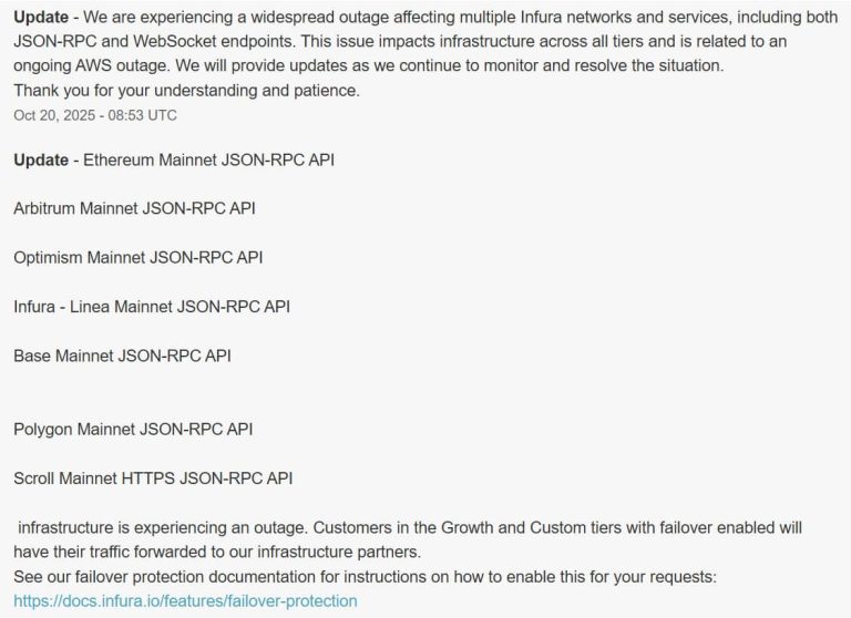 How today’s AWS glitch took down Coinbase, ETH L2s, and half the internet
